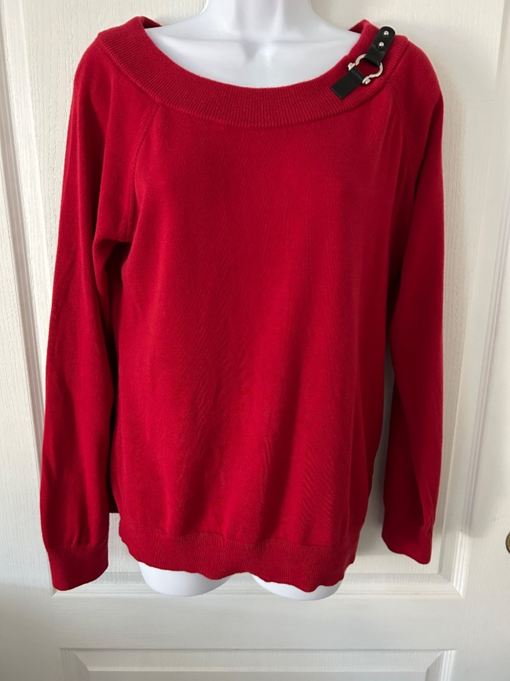 Sweater Lauren Ralph Lauren Red Buckle-Trim Boatneck